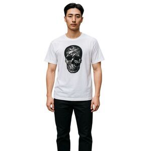 Antony Morato White Slim Fit Skull Print Short Sleeve T-Shirt Size Large